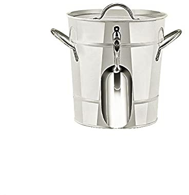 LARIAU Eiseimer mit Deckel Zange und Schaufel 3,5L Eiskübel Verzinktem Eisen Doppelstöckiger Design Eisbehälter Sektkühler Eiswürfelbehälter Eiskühler für Hausbar zum Kühlen von Bier Champagner Wein