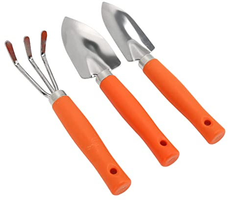 LANTRO JS Gartenwerkzeug-Set, 3-teilig, Edelstahl-Gartengeräte, mit breiter Schaufel, schmaler Schaufel, Rechen, Mini-Gartengeräten für Bonsai-Pflanzen