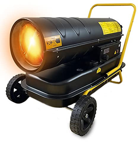 Tragbare Kerosinheizung mit Rädern, industrieller Diesel-Raumheizlüfter für Garage, Werkstatt, Gewächshaus, Schuppen, Bauernhof, Dual-Screen-Display, intelligent (20KW)