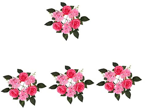 ifundom 4stücke Künstlicher Rosenkranz Für Kerzenhalter Tischdekoration Für Hochzeiten Und Tiefem Rosa Für Romantische Anlässe Und Stilvolle Wohnräume