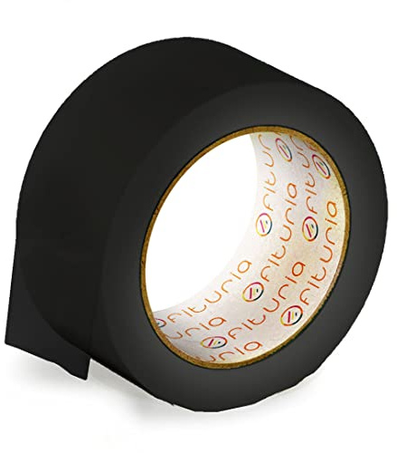 OFITURIA Klebeband, Farbe Schwarz, Klebeband zum Verpacken und Organisieren Ihrer Kartons und Sendungen, Siegel in verschiedenen leuchtenden Farben 66 m x 48 mm (1 Einheit - Schwarz)
