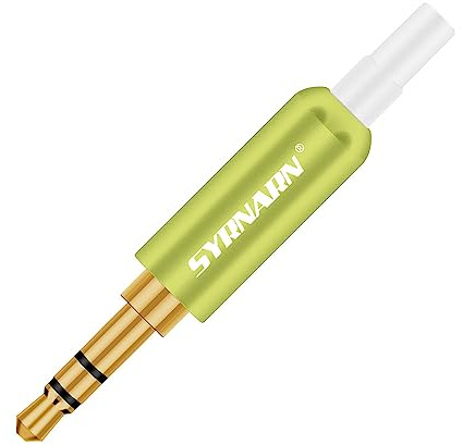 SYRNARN 3-Pack 3.5mm TRS Stereo Male Audio Cable Connectors 3 Pole Replacement Repair 3.5 Plug Solder Type DIY Audio Cable for Headphone Headset Earphone Cable 1/8 3.5 Repair Jack (Green White Tail)