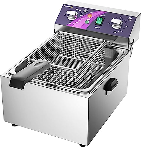 Freidora eléctrica 3000W Encimera Cesta desmontable de acero inoxidable Tanque único con control de temperatura y perilla de sincronización, for el hogar comercial