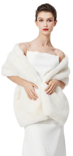 BEAUTELICATE Estola Chal Pelo Mujer Boleros Mantón para Fiesta Bodas Novia Invierno Vestido de Noche（Marfil,talla única）