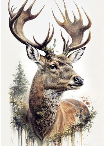 RICUVED Hirsch Diamond Painting Set,5D Diamant Painting Bilder Erwachsene Tiere Diamond Painting Kinder, Full Drill Diamond Art Diamant Malerei Bilder Diamond Painting für Home Dekor 30x40cm