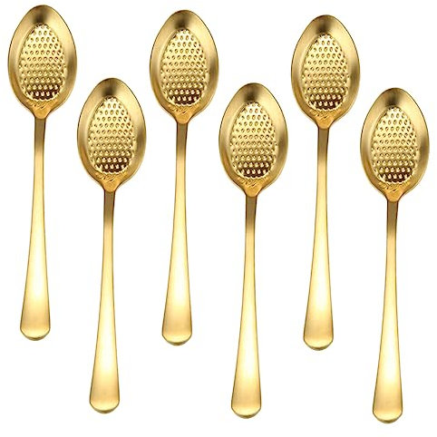 OUNONA 6pcs Strawberry Design Stainless Steel Spoon Polished Cutlery for Coffee Tea Desserts Soup