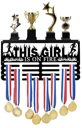 SUPERDANT Frauen Laufsport Medaillenhalter Laufen Trophäe Und Medaillenregal Aus Eisen Medaillen Display Laufen Award Display Regal Metall Medaillen Aufbewahrung Für Mädchen Athleten und Kinder