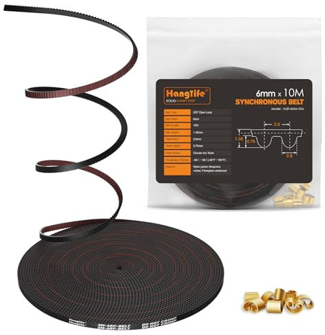 HANGLIFE GT2 Zahnriemen mit Kupfer-Schnalle - Offener Synchronriemen (2mm Teilung) 3D-Drucker-Zubehörteile | 3D-Drucker-Riemen - 6mm x 10M