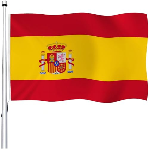 Aoihrraan Drapeau De L'Espagne 80x120cm Double Face Lumineux Célébration En Plein Air Espagnol Épuisé Drapeau Porche Décoration Drapeau Avec 2 Oeillets Solides