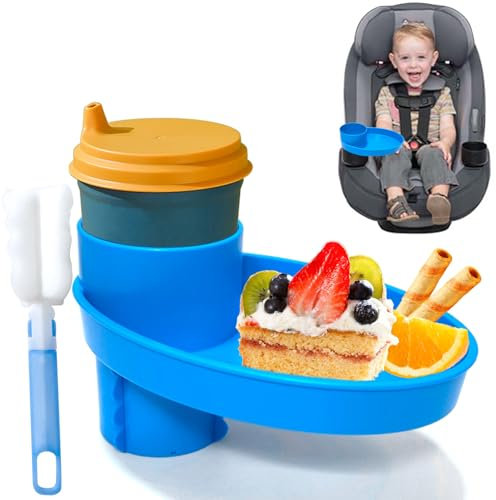 Toddler Travel Tray Kit - Expandable 360° Cup Holder & Tray for Car Seats, Booster Seats, and Strollers - Road Trip Essentials for Toddlers