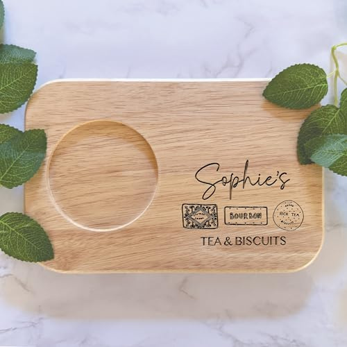 Personalised Engraved Wooden Tea and Biscuit Board | Serving Board | Valentine’s | Birthday | Housewarming | Coffee and Cake | Mothers Day