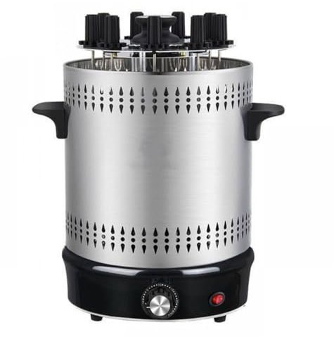 hxoity Parrilla De Barbacoa BBQ Eléctrica para Exteriores E Interiores Parrilla De Barril De Barbacoa Sin Humo Eléctrica Vertical Portátil con Mango Anti-Quemaduras Rotación Automática De 360 °