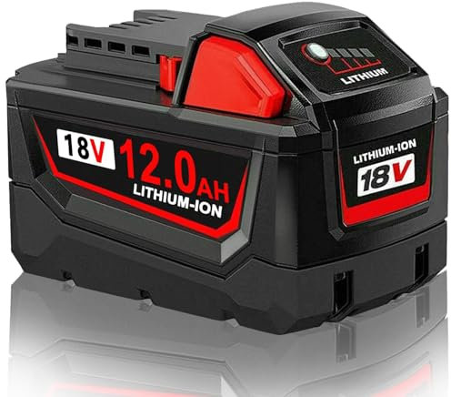 12.0Ah Li-ion Akkus für Milwaukee Akku 18V, Kompatibel mit Milwaukee M18 Akku, Kompatibel mit Milwaukee Akku M18 M18B 48-11-1840 48-11-1828 48-11-1820 48-11-1815 48-11-1850