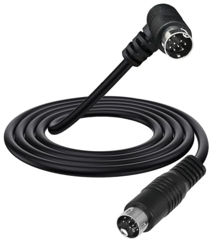 HTGuoji S-Video Cable Din 9Pin Male 90 Degree to Male Extension Cable Lead for Projector, VCR, DVD Receiver, Camcorders (1.5 meter/5FT)