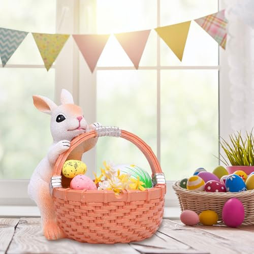 Osterhasenkorb, handgefertigter gewebter Osterkorb mit Scharniergriffen für die Eiersuche, Oster-Süßigkeiten-Eierkörbe, Ostereier-Jagdkorb, Osterkörbe für Kinder, Partygeschenke