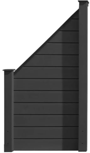 HORI Sichtschutzzaun Schmal & Schräg Element | WPC Gartenzaun | Robuster Lamellenzaun Grau | Langlebiger Sichtschutzzaun für Terrasse & Garten | Modernes Design für mehr Privatsphäre Farbe Anthrazit