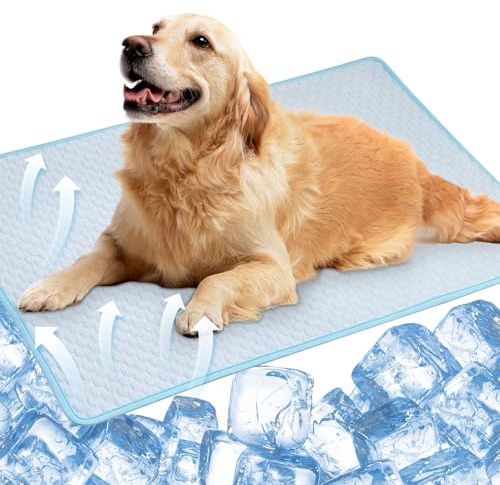 Sporgo Kühlmatte für Hunde: Haustier Kühlmatte Hund Katze Selbst Kühlende Hundematte,Kühlmatte Sommer Zerstreut Wärme von Ihrem Haustier, Selbstkühlend Matte Hunde Katzen Waschbar, Blau (50 x 70CM)