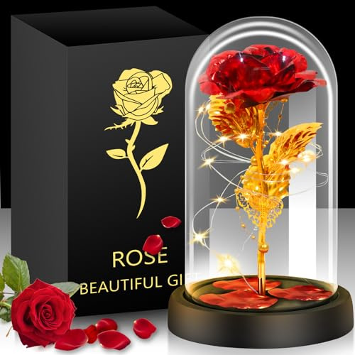 Gylinm Ewige Rose Geschenke für Frauen, Ewige Rose im Glas Überraschung für Mama, Die Schöne das Biest Ewige Rosen,Hochzeitstag Überraschung für Frauen,Geschenk für Muttertag/Valentinstag & Geburtstag
