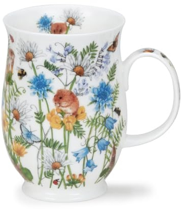 Dunoon Suffolk Hidden Garden Scabious Tasse aus feinem Knochenporzellan, Blumenmuster, 0,31 l