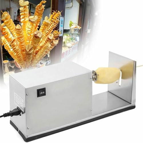 VYUJHNBG Affettatrice elettrica a Spirale per Patate, affettatrice Automatica, Macchina per Patate a Torre, per Domestico e Commerciale