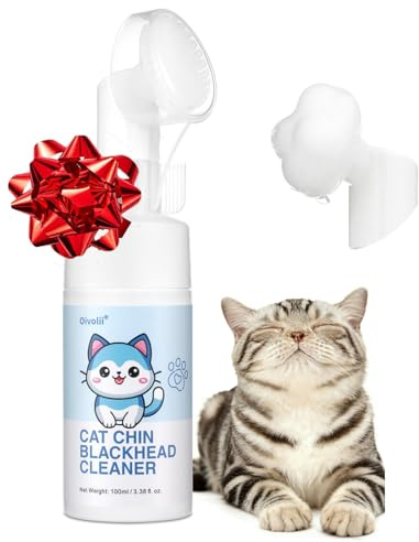 Oivolii Detergente per Il Mento del Gatto, Lozione Detergente per l'Acne del Gatto, Rimuove Delicatamente Punti e Impurità, Schiuma Senza Risciacquo, Pulizia Profonda dei Pori, 100 ml