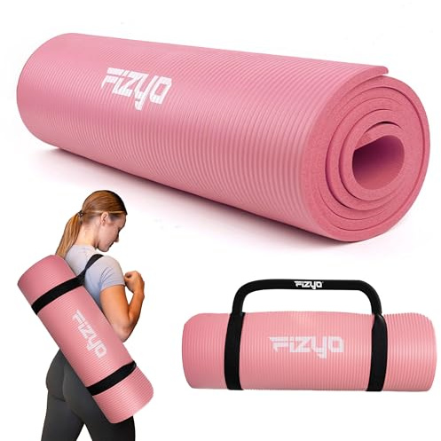 Fizyo Tappetino Yoga antiscivolo per yoga ginnastica e pilates in schiuma NBR tappetino fitness spesso per allenamento ed esercizi a casa 190 x 80 x 1,5 cm, Rosa