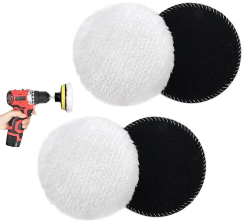 Bangbobi Polieraufsatz für Exzenterschleifer, 4pcs 125mm Lammwolle Polierscheiben Polierpads Polierhauben für Exzenterschleifer mit Klett für Auto