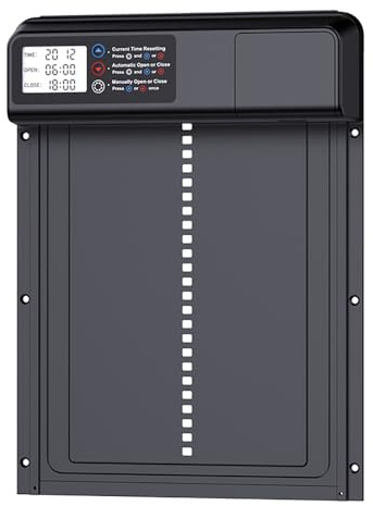 NEWFUN Porta Automatica Pollaio, Lega di Alluminio, Pollaio Automatico con Ampio Display Impermeabile, Protezione Intelligente Anti-schiacciamento, Adatto per l'allevamento sicuro dei Polli