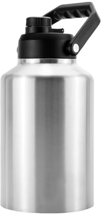 Botella de agua aislada de acero inoxidable de 2 L, jarra de agua duradera con tapa de boquilla para camping, viajes y actividades al aire libre (plata)