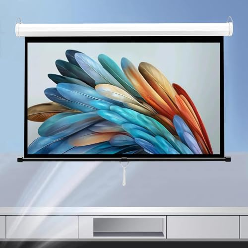 Pantalla Para Proyector De 72/60 | Formato 4:3/16:9 Con Bloqueo Automático Pantalla Proyector Full HD 3D | Pantalla Tensionada Antiarrugas Montaje En Pared O Techo, Indoor Outdoor(72inch 16:9)