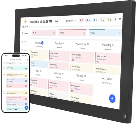 Tangxi Digitaler Kalender, 15,6 Zoll Touchscreen Wall Mount Smart Family Planer mit Interaktiver Aufwand für die Küchenplanung für Heimbüro (EU-Stecker)