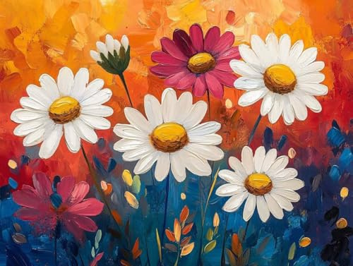 Large Diamond Art Chrysanthemum Diamond Painting, Dimond Painting Plant Mosaic Kits for Adults 5D DIY Full Drill Gem Art Cross Stitch Crafts Embroidery Kit for Room Wall Decor 12x8 Inch -lsy250103R
