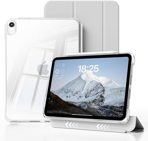 JKSML Clear Case for iPad Mini 7 (A17 Pro 2024)/iPad Mini 6 (2021) 8.3 Inch | Slim Light Shockproof Transparent Hybrid Back Anti Yellowing Cover, Supports Apple Pencil Pro & USB-C Charging (Gray)