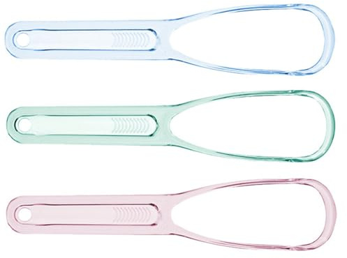 Beatifufu Raschietto per Lingua e Pulizia Orale 3 Pezzi in Plastico Impugnatura Lunga Ergonomica Forma ad Arco per Ridurre L'alito Cattivo
