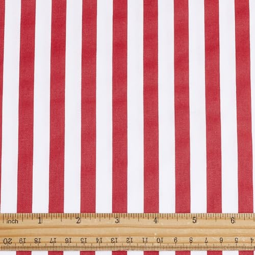 PH PandaHall 1m Rot Weiß Gestreifter Stoff Baumwolle Streifen Stoff 1.6m Breit Gestreift Bedruckt Nähenstoffe Streifen Bastelstoffe für Kostüm Kleider Kissen Vorhänge Quilten Dekorativ Accessoires