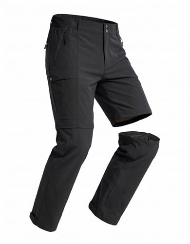 GymBrave Pantaloni da Trekking Uomo Zip-off, Leggeri e Traspiranti, Pantaloni Outdoor Cargo con Tasche Multiple, Estate, Escursionismo, Campeggio e Lavoro Nero 34