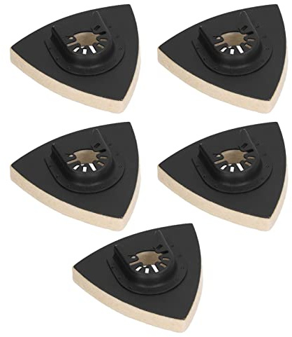 FTVOGUE Almohadilla de Pulido de Lana 5 Piezas Almohadilla de Pulido de Fieltro Triangular con Base de Acero de Aleación para Accesorios de Herramientas Oscilantes Acero Inoxidable Cromo Oro Plata