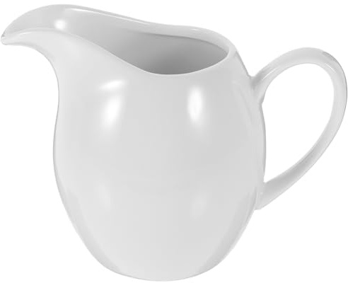 GAROZATION Bricco in Ceramica Bianco da 330ml Beccuccio Antigoccia per Cucina e Ristoranti di Cibo Occidentale Stile Semplice