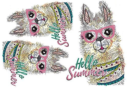 Ideen mit Herz Color Bügeltransfer, DIN A4, Lama-Serie | Textilien wie T-Shirts & Taschen mit Bügelmotiven verzieren | Bügel-Bilder schnell & einfach aufbügeln | DIY Textildesign - Lama Hello Sunshine