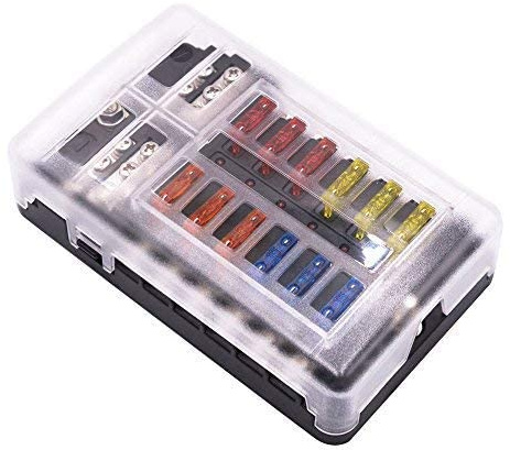 Kriogor 12 Fach Sicherungshalter, DC 12V Verteilerblock, ATO Sicherungskasten, 100Amp Standard Sicherungsblock mit LED-Anzeige Schutzabdeckung für Auto KFZ Boot Marine SUV