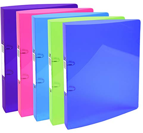 Exacompta 54780E Kunststoff-Ringhefter Iderama Pastell aus mittelfestem transluzentem Polypropylen 2 Ringe Füllhöhe 30mm DIN A4 Plastikordner ideal für Büro und Schule 1 Stück Zufallsfarbe