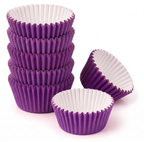 Lot de 100 mini moules à cupcakes pour muffins et gâteaux 20 couleurs différentes pour fête d'anniversaire, mariage, fête à la maison, événement caritatif et occasions spéciales violet
