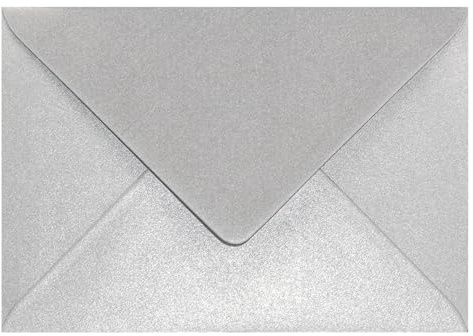 Netuno 100 Kuverts Perlmutt-Silber DIN B6 12,5x17,5 cm glänzend und edel | 120g Aster Metallic Silver · elegante festliche silberne Briefumschläge für Weihnachten, Jubiläum, Silvester