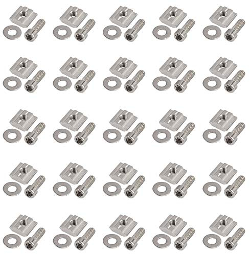 EYPINS 50x Nutenstein M6, T-Muttern Aluminiumprofil Aluprofil Steckverbindersatz der Serie 3030 M6 NUT-Schieberkit mit Gewinde, Unterlegscheibe Kohlenstoffstahl, Europäischer Standard Nut