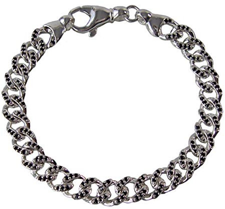 Niklarson Panzerarmband 925 Silber 8,7mmx20cm Armkette Damen Zirkonia Schwarz ES5017B