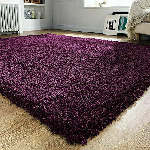 Prime Plus EXTRA THICK HEAVY 5CM PILE SOFT SHAGGY RUGS MODERN AREA RUGS BEDROOM HALL RUGS (Purple, 160 x 230)