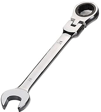 Aoktorkit Metric Tool Flex-Head Ratcheting Wrench 24MM,Professional Chrome Vanadium Ratchet Spanner Steel 72 Teeth 12 Point for DIY,Pipeline,Bicycle Repair and Home Maintance