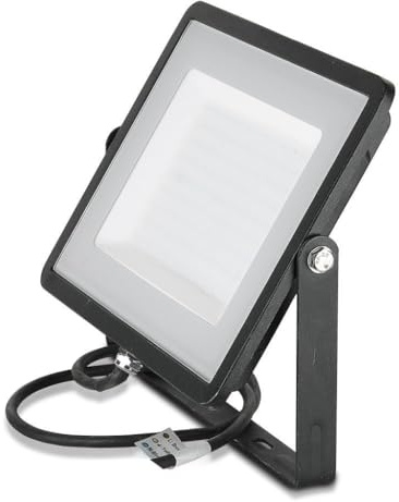 V-TAC Faro LED da Esterno 100W con Chip Samsung - [Ultima Generazione] - IP65-8200 Lumen - Proiettore Faretto LED Esterno Nero per Casa, Giardino, Garage - Impermeabile - Fari - Luce Bianca Fredda