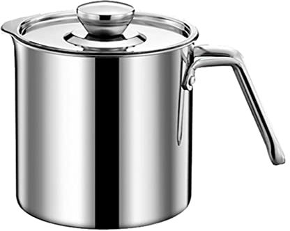 ESNY Fat Separator 1.3L/1.8L Gravy Strainer 304 Stainless Steel Gravy Boat Soup Grease Oil Separator for Healthy Cooking - Reduce Fat Intake - Come With Ddust Ccover Silver-1.3L