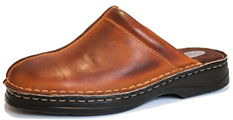 Kristian Shoes 30 Chausson Homme - Pantoufles en Cuir Fait à la Main dans l'UE - Sabot Homme Élégant et Confortable pour Intérieur et Extérieur, Idéal pour Toutes Saisons - Marron 41